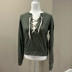 SINCERELY JULES LACE UP SWEATSHIRT SIZE M